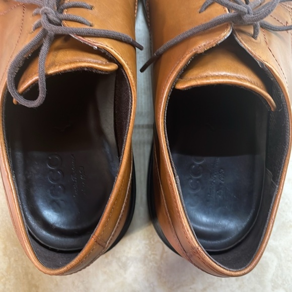 Ecco Men’s Lace Up Oxford Shoes Dress Shock Point Leather Brown Size 44/10-10.5 - Picture 5 of 16